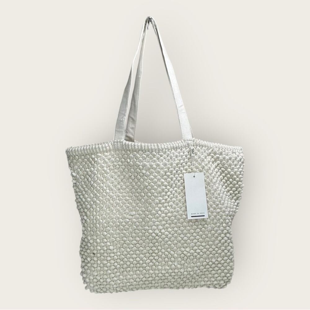 Raj | Handwoven Textured Large Tote Bag | Ivory